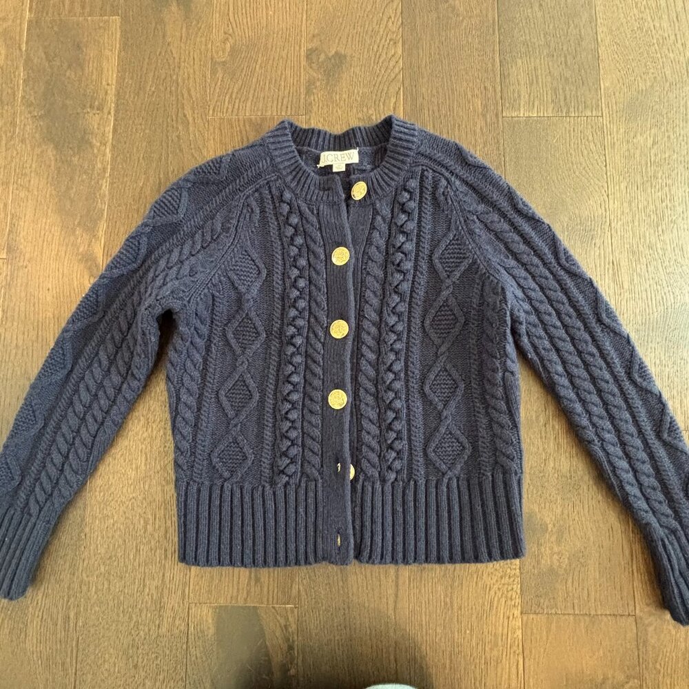 J.Crew Navy Cable Cardigan XS